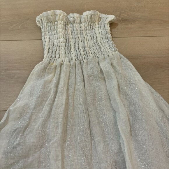 PHO Firenze High-low Maxi Dress Lurex Linen Shirred Bodice - Picture 7 of 10